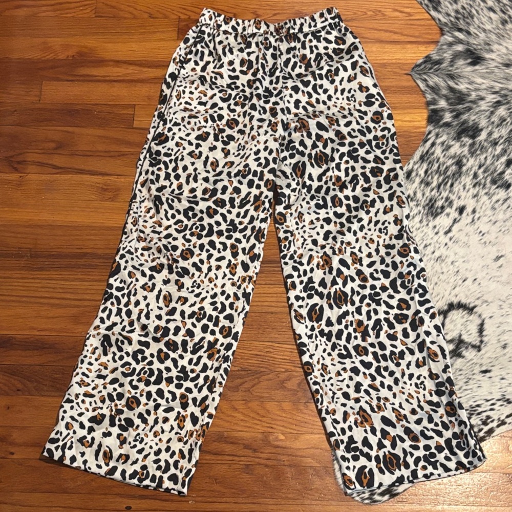 Helene Berman Leopard Print Satin Pants